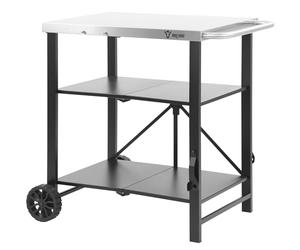 BBQ-Toro Foldable Barbecue Trolley, 60 x 80 x 82 cm, Silver/Black, Serving Trolley, Table Trolley, Grill Table for Gas Grill, Side Table, Stainless Steel Grill Table, Outdoor Counter