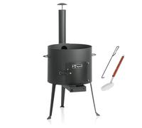 BBQ-Toro Kazan Oven Diameter 39.5 cm | Goulash Kettle with Slotted Spoon and Poker | Outdoor Oven with Pipe, Fire Kettle | Fire Oven, Stew Oven, Fire Pit, Kazan Frame, Utschak, Tripod
