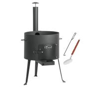 BBQ-Toro Kazan Oven Diameter 44 cm | Goulash Kettle with Slotted Spoon and Poker | Outdoor Oven with Pipe, Fire Kettle | Fire Oven, Stew Oven, Fire Pit, Kazan Frame, Utschak, Tripod