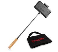 BBQ-Toro Rectangular Cast Iron Waffle Iron Sandwich Maker with Non-Stick Coating, Large Size, Includes Carry Bag