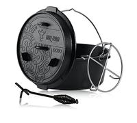 BBQ-Toro Ultimate Dutch Oven With PRO3+ Coating | 9.0 Litres | Cast Iron Pot Without Feet | Preseasoned With PRO3+ Process | Roasting Pan With Lid Lifter | Oven With Pot Stand | Thermometer Slot