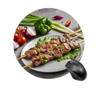 BBQ Türkiye Mousepad Round Anti-Slip Waterproof Rubber Base Mice Mat Cute Mousepad for Work Office Home Gaming Laptop Men Women Small Size 7.8 X 7.8 Inches