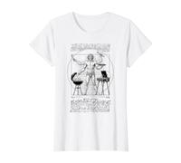 BBQ Vitruvian Man Barbecue Grill Cook Leonardo Da Vinci Chef Value Graphic T-Shirt, Women, White, XS