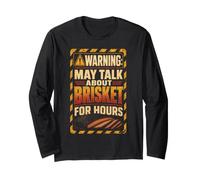 BBQ Warning May Talk About Brisket for Hours Funny Long Sleeve T-Shirt