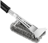 BBQ Cleaning, Scraper Stainless Steel Bristles-Barbecue Wire Brush Grate Cleaner Shatchi Silver One Size