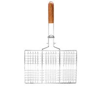 BBQ Wire Mesh Grill Net Barbecue Grilled Fish Clip Outdoor Camping Tool Durable Foldable Handle Large Cooking Area Anti Scald Metal 34.5cm