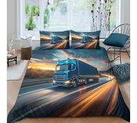 BBQYNVKJR Big Truck Duvet Cover Set 3 PCS Hotel Quality Quilt Cover Bed Sets Bed Covers with Pillowcases with Zipper Closure Hypoallergenic Soft Breathable Microfiber King(220x240cm)