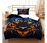 BBQYNVKJR Tiger Duvet Cover Set 3 PCS Hotel Quality Quilt Cover Bedding Sets Bed Covers with Pillowcases with Zipper Closure Ultra Soft Hypoallergenic Microfiber Single（135x200cm）
