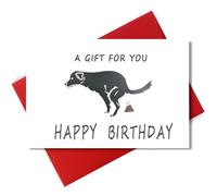 BBRGIRL Funny Birthday Card - Dog Pooping Birthday Card - Humor Card for a Birthday Party -7X5 Inches and Blank Inside