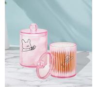 BBRGIRL Pink Qtips Holder - 10 OZ Bathroom Container for Lovely Ladies - Cute Storage Container,Neatly Organize Qtips,Cotton Swabs,Cotton Squares,Cotton Balls and Headbands,Barrette(2 PACK)