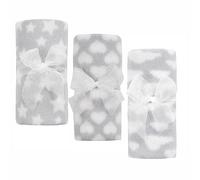 BBsky Set of 3 Baby Boy Girl Unisex Newborn Super Soft Fleece Blankets, Multi Purpose Patterned Crib Car Moses Pram Seat Stroller Cover Travel Home or Just for Gift Idea (Grey)