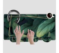 BBSujane Large Mousepad and Keyboard Wrist Rest Green Leaf Gaming Mouse Pad Wrist Support 31.5''x15.75'' Desk Mat XXL Desk Pad Non-Slip Rubber Base and Stitched Edges Computer Mat