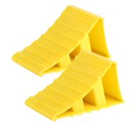Bbtcxjs 2 Pcs Wheel Chocks, Non Slip Tyre Saver Brake Stoppers for Parking Caravan Motorhome Motorbike RV Trailer Car Wheel Chocks with Handle, Keep Your Car in Place (Yellow)