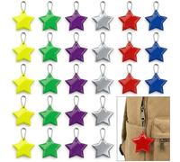 Bbtcxjs 30 PcsReflective Reflectors, Reflective Pendants, Star Safety Reflector Pendants with Chains, High Visibility Reflective Keyrings Keychain for Bags School Backpacks Running Walking Cycling