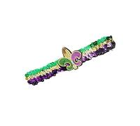 BBTDIN Mardi Gras Sequin Headband Masquerade Band Carnival Hair Band Mardi Gras Glitter Headwear JHMG40, A1-fleur De Lis, One Size