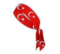 BBTDIN Turkey Flag Turban Red Headband Turkish Flag Hair Band Tie Turkey Flag Sports Headwear BNF02 (Red White, Free Size)
