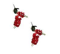 BBTISG 2 Pcs Artificial Orchid Flowers, 12 Heads 2 Fork Artificial Butterfly Orchid Fake Moth Orchids Flowers Artificial Orchid Fake Flowers for Table Centerpieces Living Room Home Décor (Red)