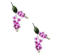 BBTISG 2 Pcs Artificial Orchid Flowers, 12 Heads 2 Fork Artificial Butterfly Orchid Fake Moth Orchids Flowers Artificial Orchid Fake Flowers for Table Centerpieces Living Room Décor (White Purple)