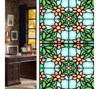 BBTISG 2 Pcs Privacy Window Film, 45 * 100cm Privacy Window Film Bathroom Removable Window Privacy Cling Static Stained Glass Stickers for Home Office Bathroom (Style 17)