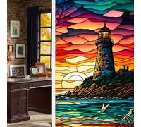 BBTISG 2 Pcs Privacy Window Film, 45 * 100cm Privacy Window Film Bathroom Removable Window Privacy Cling Static Stained Glass Stickers for Home Office Bathroom (Style 18)