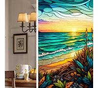 BBTISG 2 Pcs Privacy Window Film, 45 * 100cm Privacy Window Film Bathroom Removable Window Privacy Cling Static Stained Glass Stickers for Home Office Bathroom (Style 20)