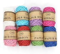 BBTISG 24 Rolls Multi-Coloured Raffia Paper Twine String Ribbon, Natural Raffia String Kraft Craft Packing Paper Twine for DIY Craft Gift Box Packing