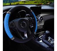 BBTISG Car Steering Wheel Cover with Sparkly Diamond, Shoulder Pads, 37-38cm, Blue