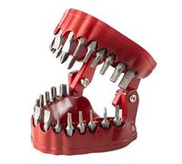 BBTISG Denture Drill Bit Holder, Screwdriver Hex Bit Organizer Holds Up to 28 Portable Holder and Storage Rack Fits 1/4 Inch Hex Bit and Drive Bit Adapter (Red)
