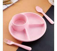 BBTISG Divided Dinner Plates, 3 Compartment Portion Control Divided Diet Plates Divided Diet Plates Tray Reusable Dishes for Children Kids Adult, Microwave Safe (Pink)