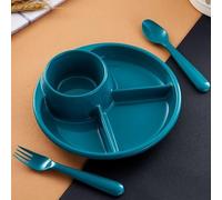 BBTISG Divided Dinner Plates, 3 Compartment Portion Control Divided Diet Plates Divided Diet Plates Tray Reusable Dishes for Children Kids Adult, Microwave Safe (Green)