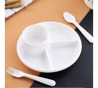 BBTISG Divided Dinner Plates, 3 Compartment Portion Control Divided Diet Plates Divided Diet Tray Reusable Dishes for Children Kids Adult, Microwave Safe (White)
