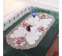 BBTISG Embroidery Table Runner, 40 * 85cm Oval Lace Tablecloth Doily Embroidered Lace Embroidered Cutwork Round Doilies Placemats Vase Pads for Home, Garden, Wedding, Party Decoration (Style 3)