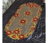 BBTISG Embroidery Table Runner, 40 * 85cm Oval Lace Tablecloth Doily Embroidered Lace Embroidered Cutwork Round Doilies Placemats Vase Pads for Home, Garden, Wedding, Party Decoration (Style 1)