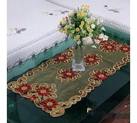 BBTISG Embroidery Table Runner, 40 * 85cm Oval Lace Tablecloth Doily Embroidered Lace Embroidered Cutwork Round Doilies Placemats Vase Pads for Home, Garden, Wedding, Party Decoration (Style 2)