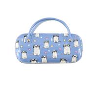 BBTISG Hard Shell PU Leather Glasses Case, Cute Glasses Case with Handle Eyeglass Storage Case for Men Women Girl Travel Study Work (Blue)