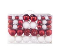 BBTISG Mini Colorful Christmas Tree Decorations Hang On Ball, 100 Pcs Christmas Decorations Baubles Set Shatterproof Balls Ornaments for Xmas Tree (Red And White)
