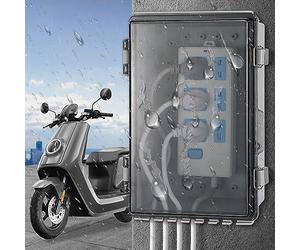 BBTISG Weather Proof Plug Box, Transparent Outdoor Socket Waterproof Socket Box Outside Cable Connection Socket Enclosure for Bathroom Garden Garage Yard (200 * 100 * 110mm)
