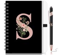 BBTO 1 Set Initial Letter Notebook for Women Personalized Gifts Floral B6 Notebook with Ballpoint Pen for Christmas Birthday Office Supplies(Letter S)