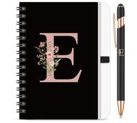 BBTO 1 Set Initial Letter Notebook for Women Personalized Gifts Floral B6 Notebook with Ballpoint Pen for Graduation Gifts Teacher Appreciation Birthday Office Christmas Supplies(Letter E)