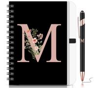 BBTO 1 Set Initial Letter Notebook for Women Personalized Gifts Floral B6 Notebook with Ballpoint Pen for Christmas Birthday Office Supplies(Letter M)