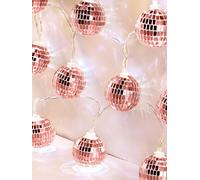 BBTO 10 LED 9.84 Feet Long Disco Ball String Light Battery Powered Mirror Balls Ornaments for Outside Backyard Porch 70s 80s Disco Party Supplies(Rose Gold,1.57 Inch)