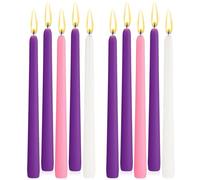 BBTO 10 Pcs Advent Candles 9.9 Inches Taper for Wreath,Smooth Style