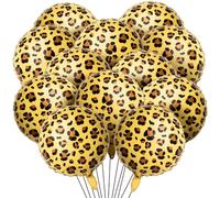 BBTO 12 Pcs 18 Inch Cheetah Balloons Leopard Print Foil Balloons Spots Leopard Jungle Animal Decorations for Wildlife Cheetah Zoo Theme Birthday Party Supplie(Gold)