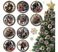 BBTO 16 Pcs Nativity Scene Ornaments Religious Christmas Wooden Hanging 3D Ornament The Birth of Jesus Christian Christmas Decorations for Tree Xmas (Krampus)