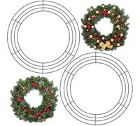 BBTO 2 Pack Metal Wire Wreath Frame 14 Inch Deep Green Wire Rings for Christmas Holidays Floral Arrangements Home Party Decorations
