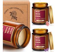 BBTO 2 Pcs Christmas Candle Gifts 3.5oz Soy Wax Gold Foil Label Mother's Birthday Gift Scented Candles for Mom from Daughter Son, Funny Birthday Thanksgiving for Mom