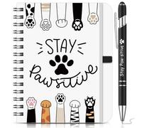 BBTO 2 Pcs Christmas Positive Gift Set Stay Pawsitive Notebook and Pen Motivational Quote Pet Spiral Journal Pet Lover Stationery Cute Paw Print Stationery for Friends Family Colleagues Gift