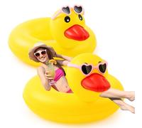 BBTO 2 Pcs Funny Duck Pool Floats 39.4'' Large Rubber Inflatable, Sunglasses