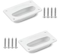 BBTO 2 Pcs Marine Flush Pull Hatch Handle with Mount Screws Black Recessed Square Boat Hatch Pull Flush Lift for Boat Decks Hatches Compartments Yacht Cabin Accessories, 3.62 x 2.23 Inch (White)