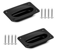 BBTO 2 Pcs Marine Flush Pull Hatch Handle with Mount Screws Black Recessed Square Boat Hatch Pull Flush Lift for Boat Decks Hatches Compartments Yacht Cabin Accessories, 3.62 x 2.23 Inch